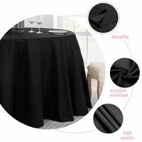 Nappe ronde en polyester brossé, nappe ronde noire |   Nappe en polyester, résistante aux taches et aux plis