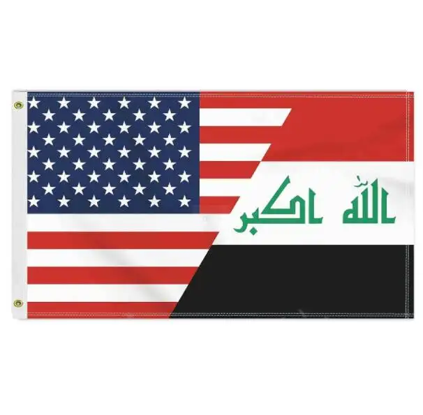 3x5 FT USA Irak Flagge, große 150D Amerika irakische Outdoor Banner Dekor für Patio Garten mit Messing Tülle