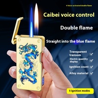 Vente en gros de briquet en métal à détection intelligente personnalisable coupe-vent double commande vocale multi-mode coque de couleur d'allumage