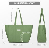 Große Canvas-Tragetasche für Damen Allzwecktasche mit Taschen und Laptopfach Individuelles Logo Wiederverwendbare Schultertasche