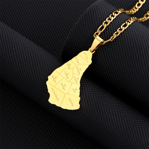 Mapa de moda de acero inoxidable de la <span class=keywords><strong>isla</strong></span> de Barbados con colgante de <span class=keywords><strong>nombre</strong></span> de ciudad collares plata/oro Color mapas joyería - Product Image 5