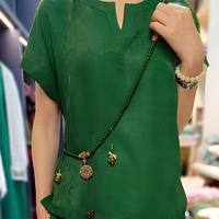 Ensemble haut et pantalon réversible en soie Xiangyun 100% mûrier, élégant et uni, coupe ample, inspiré du patrimoine culturel immatériel, vente en gros