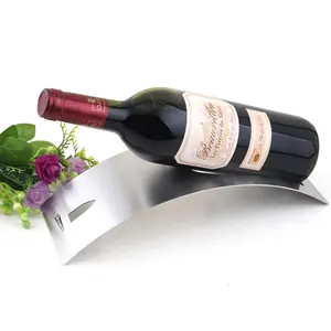 Rak Penyimpanan Anggur Atas Meja Perak Bentuk Rak Anggur Berdiri Pemegang Botol Anggur Tunggal Rak Tampilan Wiski Logam