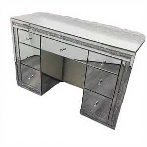 Table de toilette moderne pour chambre d'hôtel et salon avec 7 tiroirs, en acier inoxydable et verre, hauteur réglable, élégante et durable - Product Image 2