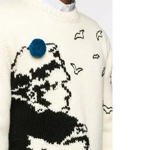 Suéter de malha jacquard, pulôver de malha para homens, fabricante de suéter, manga longa, de caxemira
