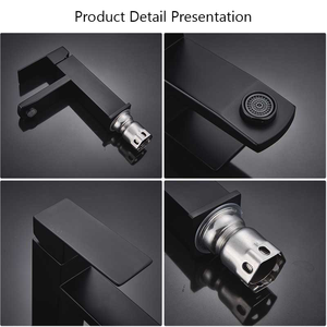 Top1, grifo de lavabo montado en cubierta cuadrada negra, mezclador frío y caliente, grifo de baño, grifo de lavabo de un solo mango - Product Image 3