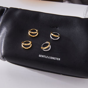 J & D alla moda 18K oro placcato in acciaio inossidabile orecchino due toni orecchini cavi gioielli per le donne - Product Image 5