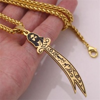 Pendentif de collier musulman en acier inoxydable gravé au laser en forme d'épée Zulfiqar de l'Imam Ali, Yiwu Aceon