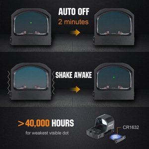 Mira Telescópica Ohhunt IPX7 de Aluminio Resistente a Impactos con Punto Verde, Ventana Grande 24x17, Activación por Movimiento, Mira Reflex con Punto Rojo - Product Image 3