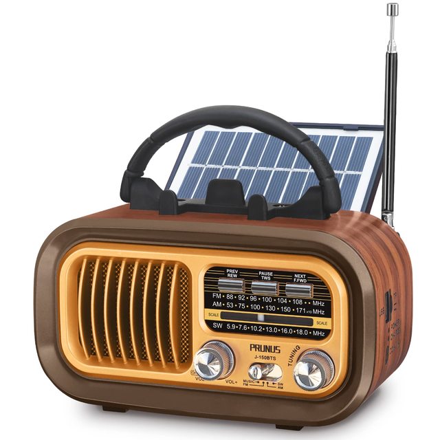 Portable Retro Fm Radio Multi -Functional 3 Band AM BT Speaker Outdoor Portable Solar Charging Radio
