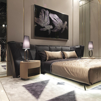 Hoch gepolsterte Betten italienisches Deluxe Doppel-Luxus bett Kingsize-Schwarz kissen Kopfteil Echt leder bett