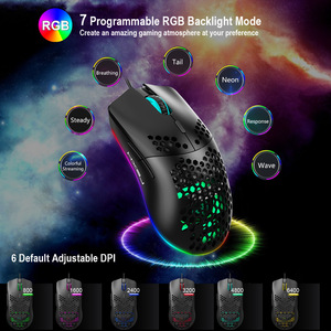 Ratón óptico luminoso con cable J900 RGB, 6 teclas Macro, capacidad retroiluminada USB, luz de giro, ratón óptico, 6 programación Macro para juegos - Product Image 4