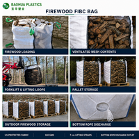 Sac de bois de chauffage grand format 1000 kg pour stockage de bois, sac FIBC ventilé, robuste, traité anti-UV, réutilisable, Saco De Lena