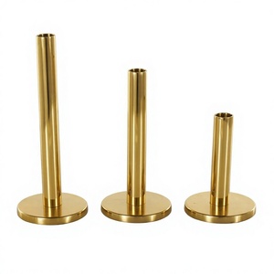 Juego de tres jarrones cilíndricos de acero inoxidable de lujo, decoración minimalista para mesa, resistentes al óxido, acabado dorado, para inauguración de casa - Product Image 1
