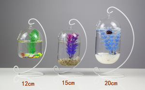Wholesale of Transparent Glass Small Fish Tanks by Manufacturers Iron Hanging Goldfish for Residential <b>Decoration</b> - Product Image 4