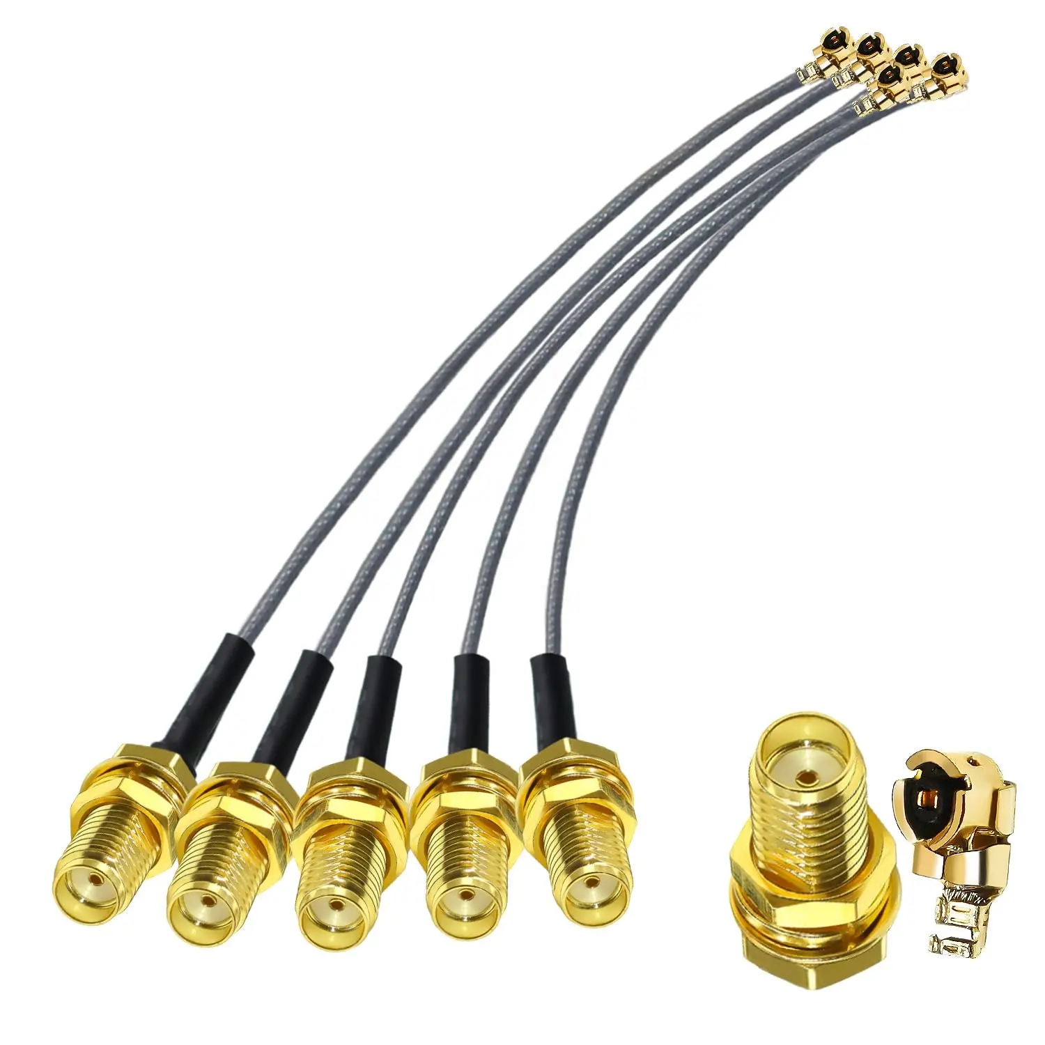 high quality RP-SMA Female Jack to Ipex /UFL /SMA /MMCX/Cuatomized connector 1.13mm RG113 RF communication coaxial cable 15cm