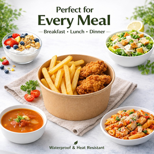 Hot Sale Large Fast Food Salad Fried Rice Takeaway Paper <b>Boxes</b> Kraft Paper Cardboard Soup Salad Bowl Disposable Lunch Box - Product Image 5