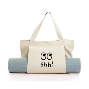 Personnalisé 100% Coton Chaud Sublimation Pleine Couleur Imprimé Pliant Yoga Tapis <span class=keywords><strong>De</strong></span> Stockage Grande Capacité Shopping Toile Yoga Sacs Fourre-Tout - Product Image 1