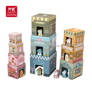 Blocs de <span class=keywords><strong>construction</strong></span> éducatifs empilables pour enfants Jouets en papier <span class=keywords><strong>carton</strong></span> MDF en bois sûr sur le thème de la ferme pour les 2-4 ans certifiés EN71 - Product Image 3