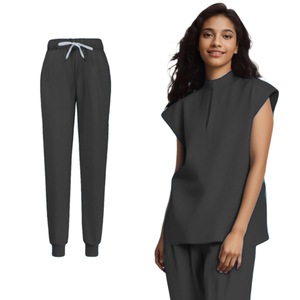 Women <b>Scrub</b> Set Polyester Cotton Knitted Moisture Wicking Hospital Uniforms S XXL - Product Image 3