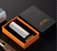 Briquet à cigares double flamme coupe-vent en alliage de zinc, écologique, style américain, coupe-cigares, fenêtre de niveau de carburant visible, torche au butane rechargeable