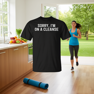 Camiseta Sorry I'm On A Cleanse, negra, unisex, talla mediana para adultos - Product Image 3