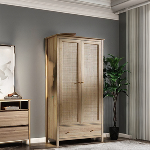 Hot Selling Modern Style <strong>Wooden</strong> <strong>Small</strong> Size Wardrobe MDF Door Bedroom <strong>Cupboards</strong> with Rattan for Home Clothes Storage Furniture - Product Image 4
