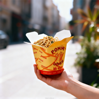 Boîte à emporter en papier kraft personnalisée recyclable pour pâtes, kebab, doner, 16/24/32 oz, échantillon gratuit, écologique