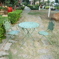 Ensemble de table et de chaises à café et à thé de style européen moderne, pliable, en fer PE, meubles d'extérieur pour balcon et jardin, 3 places