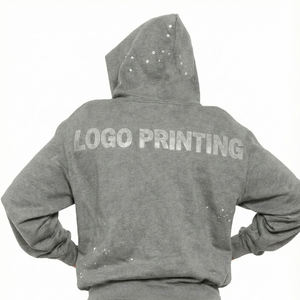 Sweat à capuche surdimensionné en coton français de haute qualité personnalisé 2026, impression 3D en relief, manches longues, pull, fabricants de vêtements - Product Image 3