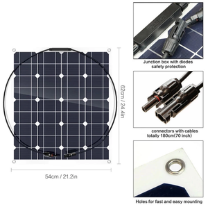 Panel Solar Monocristalino Plegable de Alta Eficiencia, 12v 50w, Semiflexible y Pequeño - Product Image 2