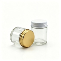 Botol Kaca Bening Berkualitas Tinggi 1oz dengan Tutup Aluminium Putih Kedap Udara & Anti Bocor, Dapat Digunakan Kembali untuk Krim Perawatan Kulit & Bedak Tabur