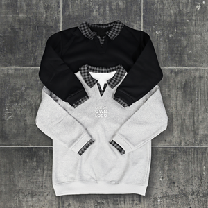 Chemises à manches longues pour hommes, fabriquées sur mesure, décontractées, élégantes, en coton 100 %, patchwork, à carreaux, col blanc - Product Image 4