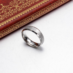 Fashion <b>Rings</b> Titanium Steel Blue Black Steel Gold Color Pearl Sand Finish Unisex Couple Gift Jewelry - Product Image 2