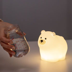 Bear Silicone Night <b>Light</b> <b>USB</b> Rechargeable <b>LED</b> Bedroom Lamp Tap Control Color Changing RGB Lamp with 30 Min Timer for kids - Product Image 1
