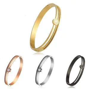 Wholesale custom bracelets Unique Chain Style For Women Men Buckingham Jewelry Bangle Open Jamaican Bangle