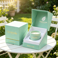 Boîte à bougies rigide magnétique personnalisée ISO9001, étui texturé blanc cassé avec base dorée, impression de logo pour l'emballage de bougies parfumées en cadeau