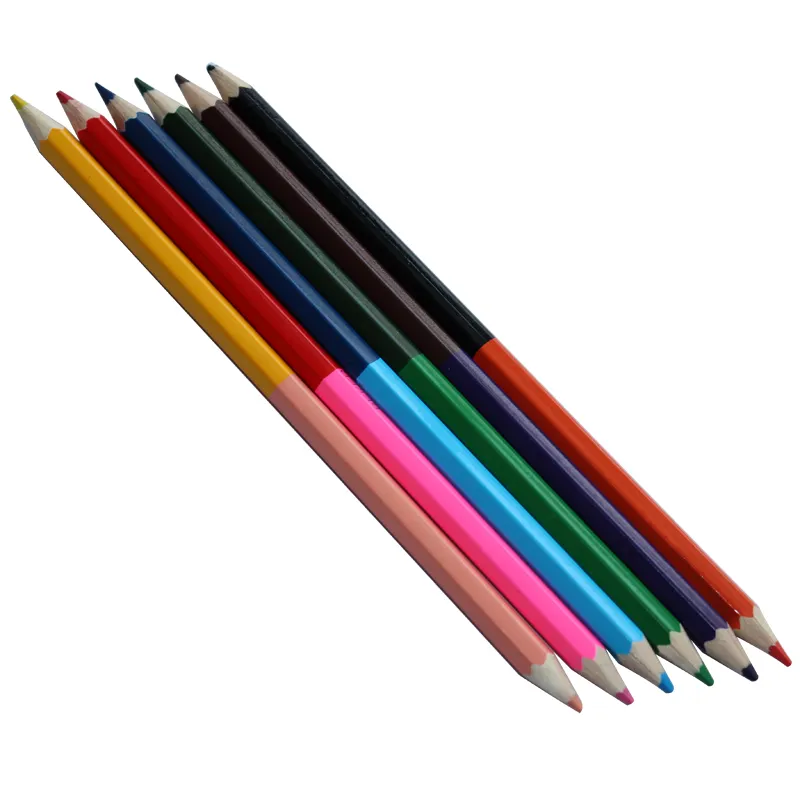 12 couleurs 24 couleurs à double extrémité crayons de couleur double à deux faces pointe crayons de couleur