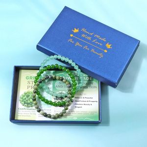 Nouveauté : Ensemble de 3 bracelets unisexes pour couple en pierres naturelles géométriques de 4 mm, 6 mm et 8 mm avec carte, œil de tigre brut - Product Image 4