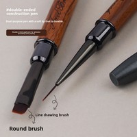 Juego de 3 pinceles de doble punta para decoración de uñas, mango de madera de sándalo, herramienta para pintar con gel UV, dibujo degradado