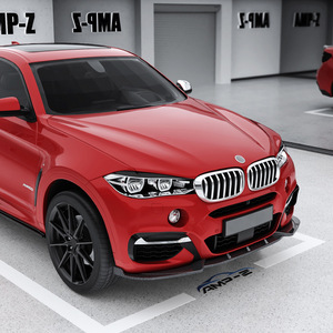 ลิ้นกันชนหน้า Amp-Z สำหรับ BMW X6 F16 M Sport ปี 2015-2019 สีดำเปียโน ลายคาร์บอนไฟเบอร์ ผิวด้าน - Product Image 3