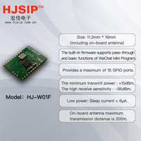 HJSIP HJ-W01F untuk Modul IoT UART Energi Rendah BLE 5.0 dengan Antena Terintegrasi Ukuran 11.2x16mm Chip Kustom Cina