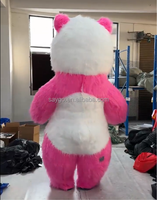 Costume de Mascotte Panda Gonflable Haute Qualité Violet et Vert, Alimentation par Batterie, Design Violet, Thème Animal Réaliste, Unisexe Adultes, Mardi Gras