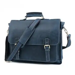 Business Briefcase for Men, Custom Christmas Gift, Mens Leather Satchel Messenger Bag 15.6 Inch Laptop Shoulder Bag