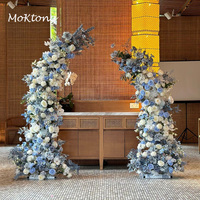 Arche de fleurs artificielles MoKtong en soie bleu poussière pour mariage, décoration florale, arrangement d'arche de fleurs