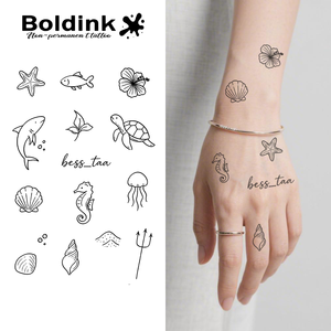 Autocollant de <span class=keywords><strong>tatouage</strong></span> semi-permanent Boldink personnalisé, réaliste, motif hippocampe, requin, <span class=keywords><strong>tortue</strong></span>, résistant à l'eau, longue durée (2 semaines) - Product Image 1