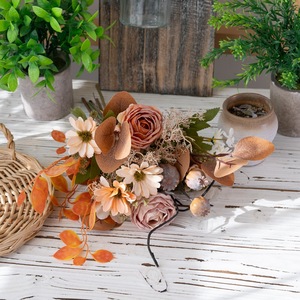 Ramo de Flores Artificiales Chuanqianhe, Rosas de Plástico Tejidas en Tela, Decoración para el Hogar y Bodas CF01378 - Product Image 1