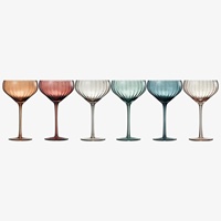Verre à Martini Rayé – Design Rétro Luxe Léger, Rayures Verticales Colorées, Côtelé Dense, Fait Main, Écologique, Idéal pour les Fêtes