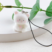 Porte-clés en peluche animaux de dessin animé : ours, chat, chien, vache, koala, lapin – Adorables porte-clés en résine avec pompon