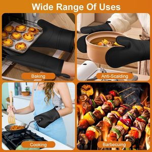 Maniques de cuisine en silicone à pois extra longues, résistantes à la chaleur supérieure, lavables au lave-vaisselle et imperméables - Product Image 6